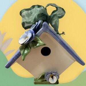 Mud Pie Handcrafted Ceramic Birdhouse with Floral Design